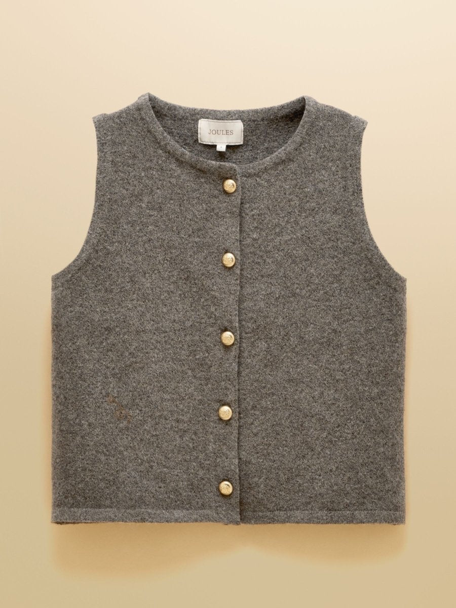 Holly Brown Button Through Knitted Vest - RUTHERFORD & Co