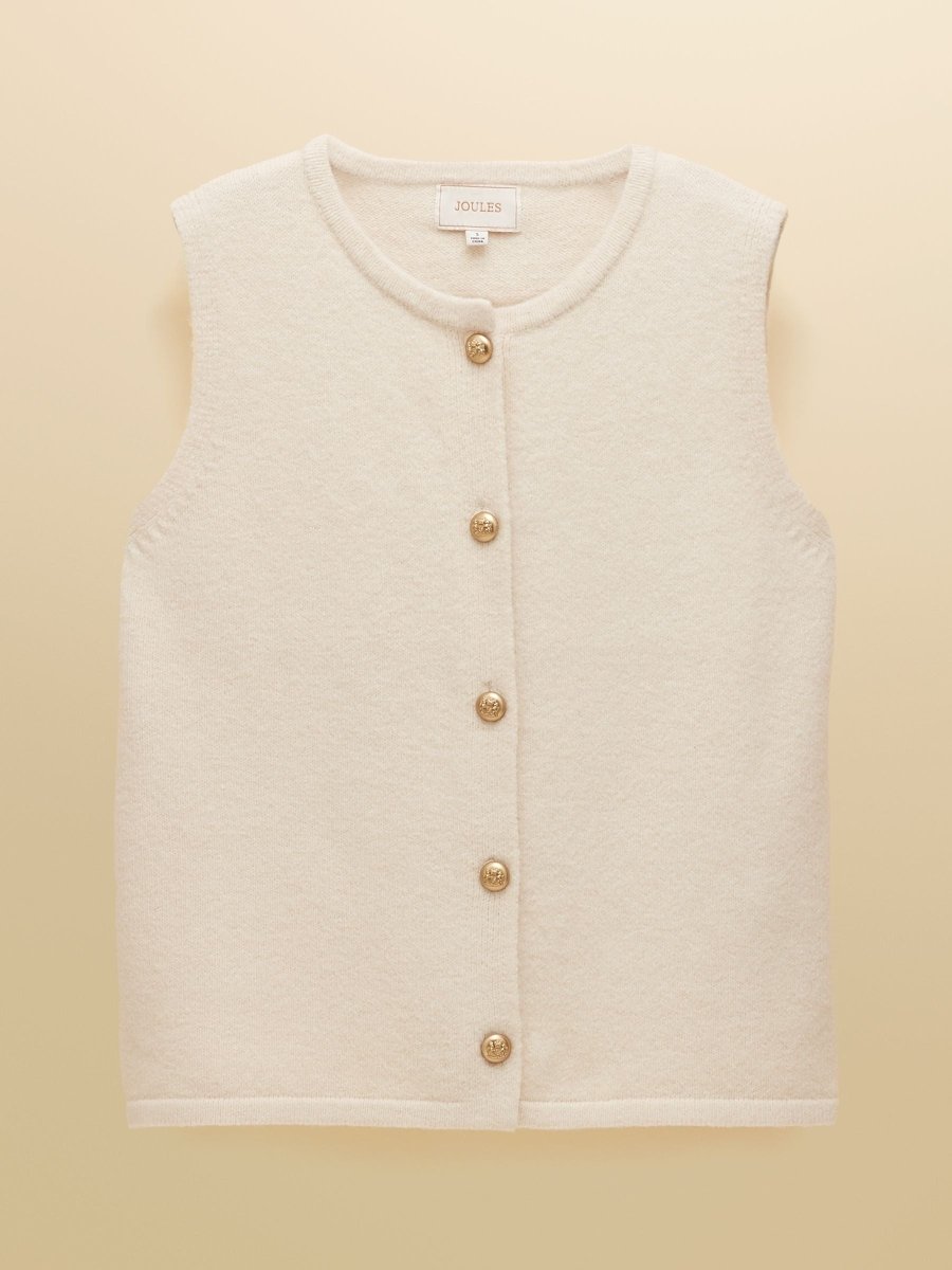 Holly Cream Button Through Knitted Vest - RUTHERFORD & Co