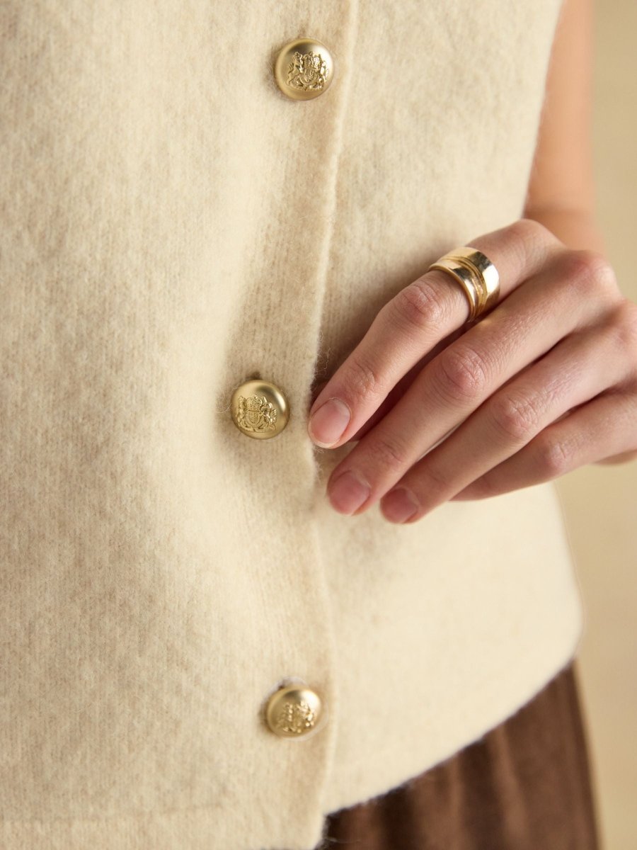 Holly Cream Button Through Knitted Vest - RUTHERFORD & Co