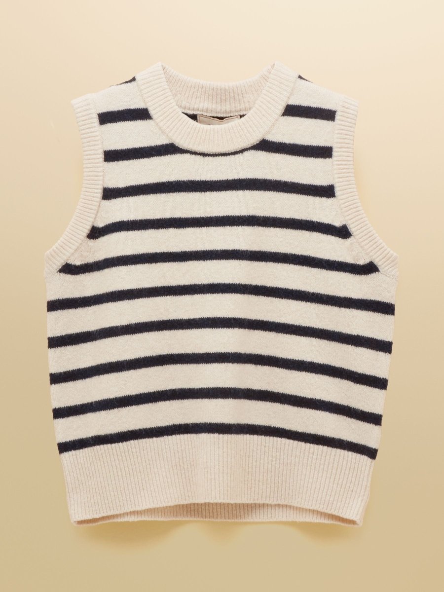 Holly Cream & Navy Striped Knitted Vest - RUTHERFORD & Co