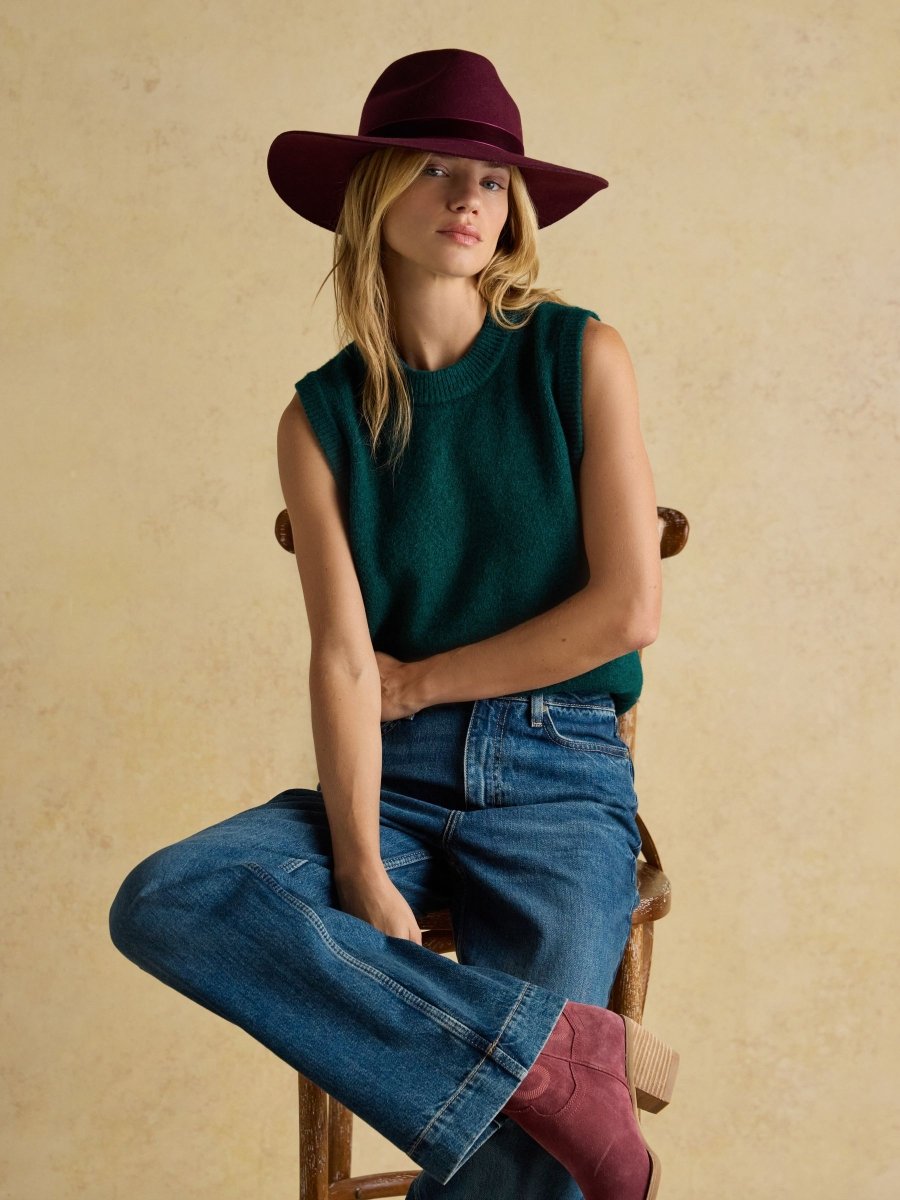 Holly Dark Green Knitted Crew Neck Vest - RUTHERFORD & Co