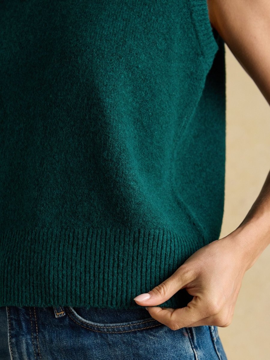 Holly Dark Green Knitted Crew Neck Vest - RUTHERFORD & Co