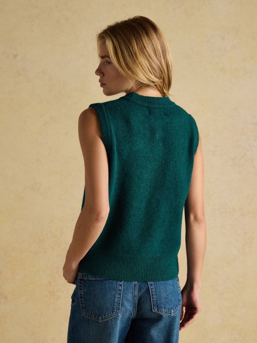 Holly Dark Green Knitted Crew Neck Vest - RUTHERFORD & Co