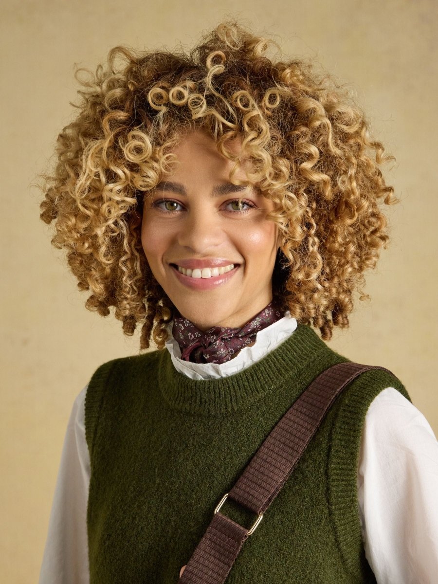 Holly Knitted Vest - Khaki Green - RUTHERFORD & Co