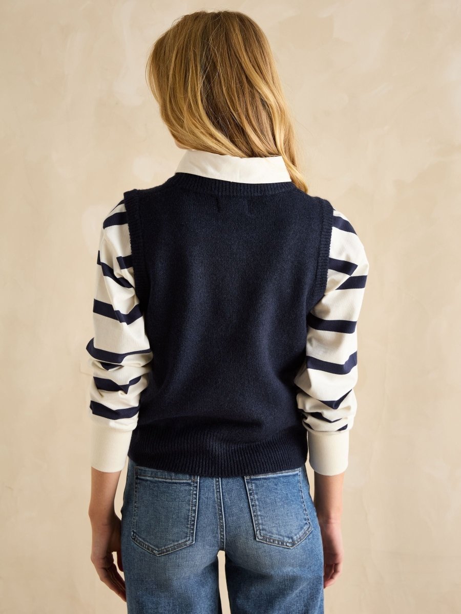 Holly Navy Blue Knitted Vest - RUTHERFORD & Co