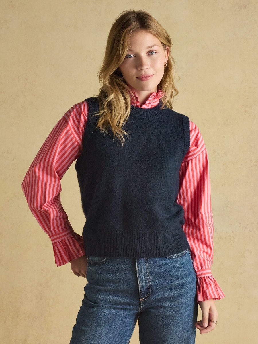 Holly Navy Knitted Vest - RUTHERFORD & Co