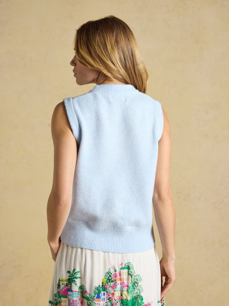 Holly Pale Blue Knitted Vest - RUTHERFORD & Co