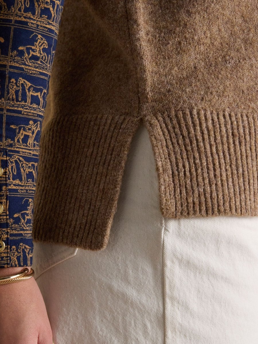 Holly Tan Brown V - Neck Long Knitted Vest - RUTHERFORD & Co