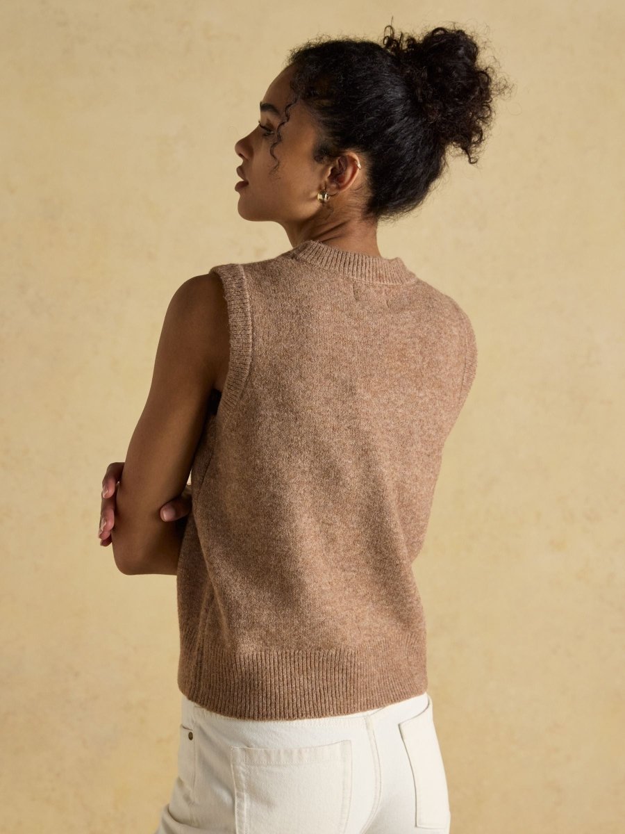 Holly Tan Knitted Vest - RUTHERFORD & Co