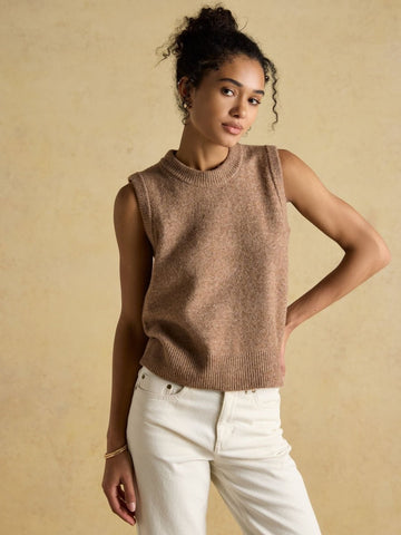 Holly Tan Knitted Vest - RUTHERFORD & Co