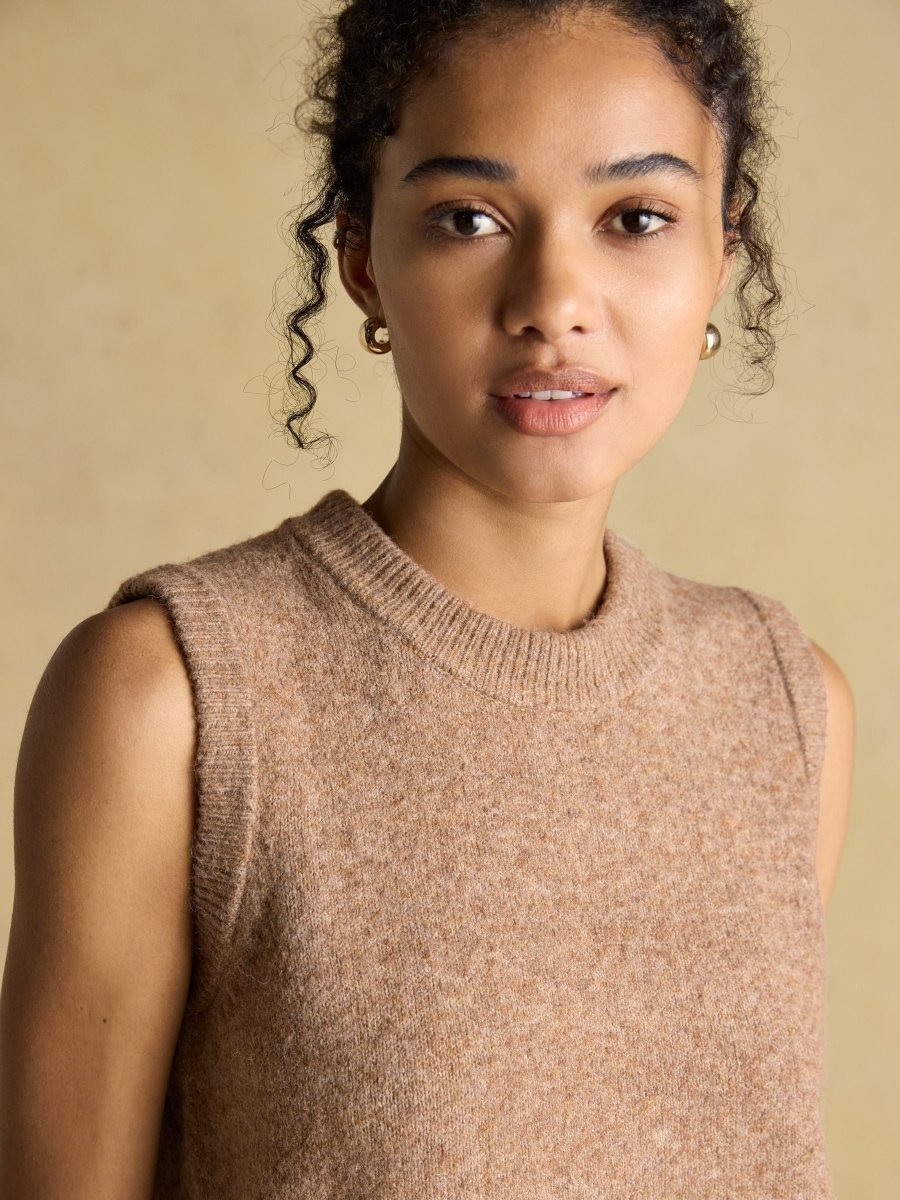 Holly Tan Knitted Vest - RUTHERFORD & Co