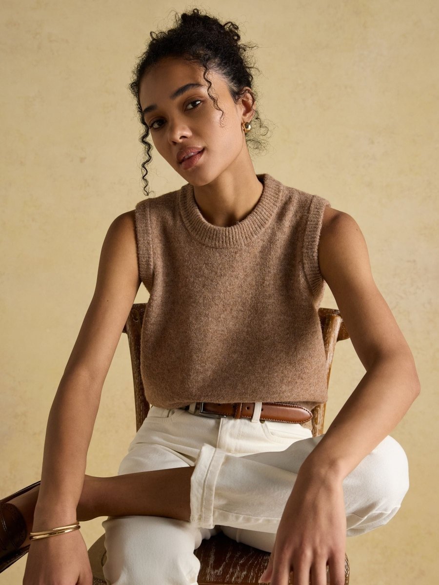 Holly Tan Knitted Vest - RUTHERFORD & Co