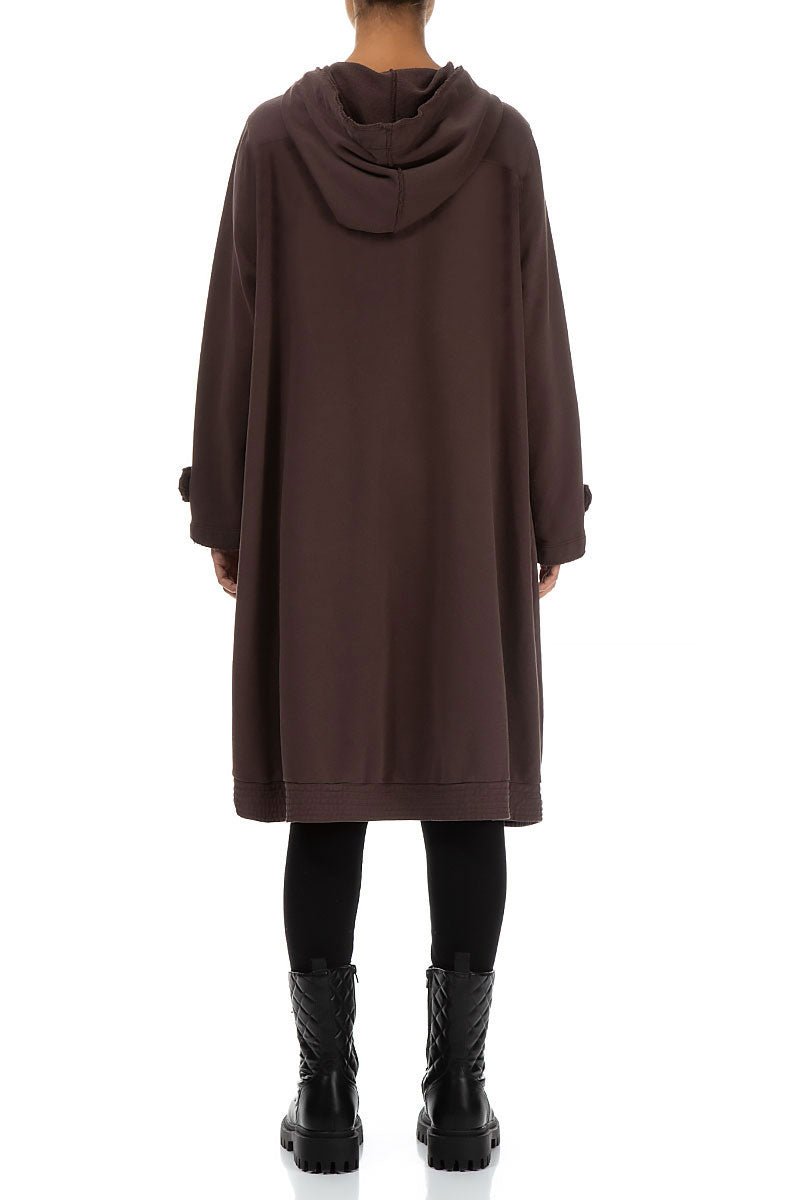 Hooded Three Pockets Pepper Brown Cotton Jacket - RUTHERFORD & Co