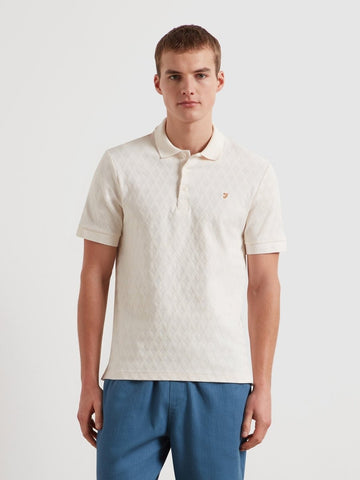 Horace Jacquard Polo Shirt In Ecru - RUTHERFORD & Co