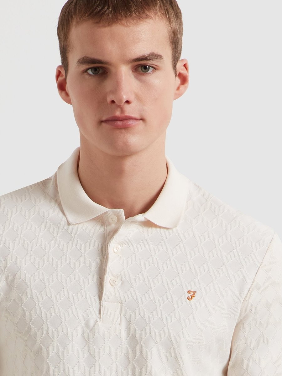 Horace Jacquard Polo Shirt In Ecru - RUTHERFORD & Co