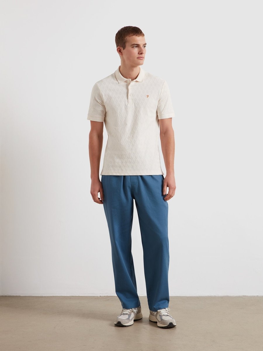 Horace Jacquard Polo Shirt In Ecru - RUTHERFORD & Co