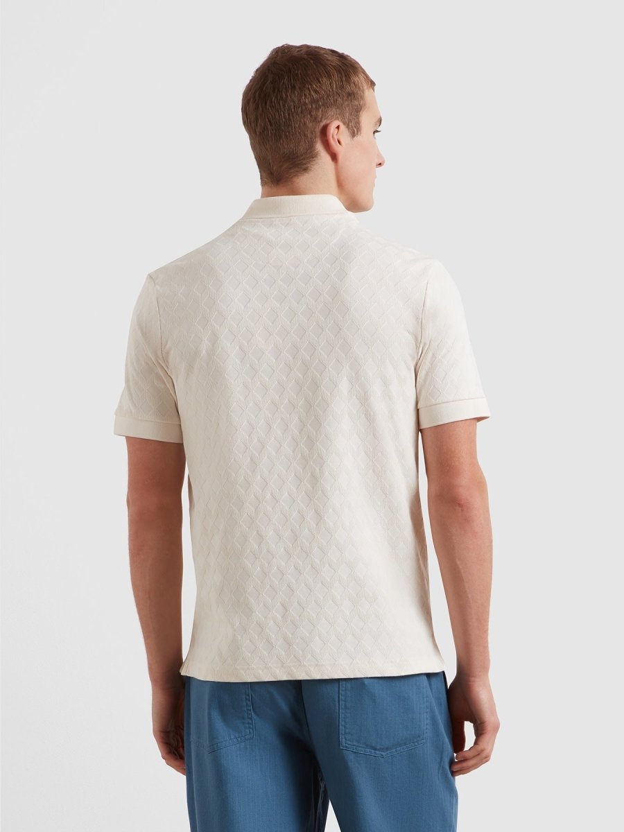 Horace Jacquard Polo Shirt In Ecru - RUTHERFORD & Co