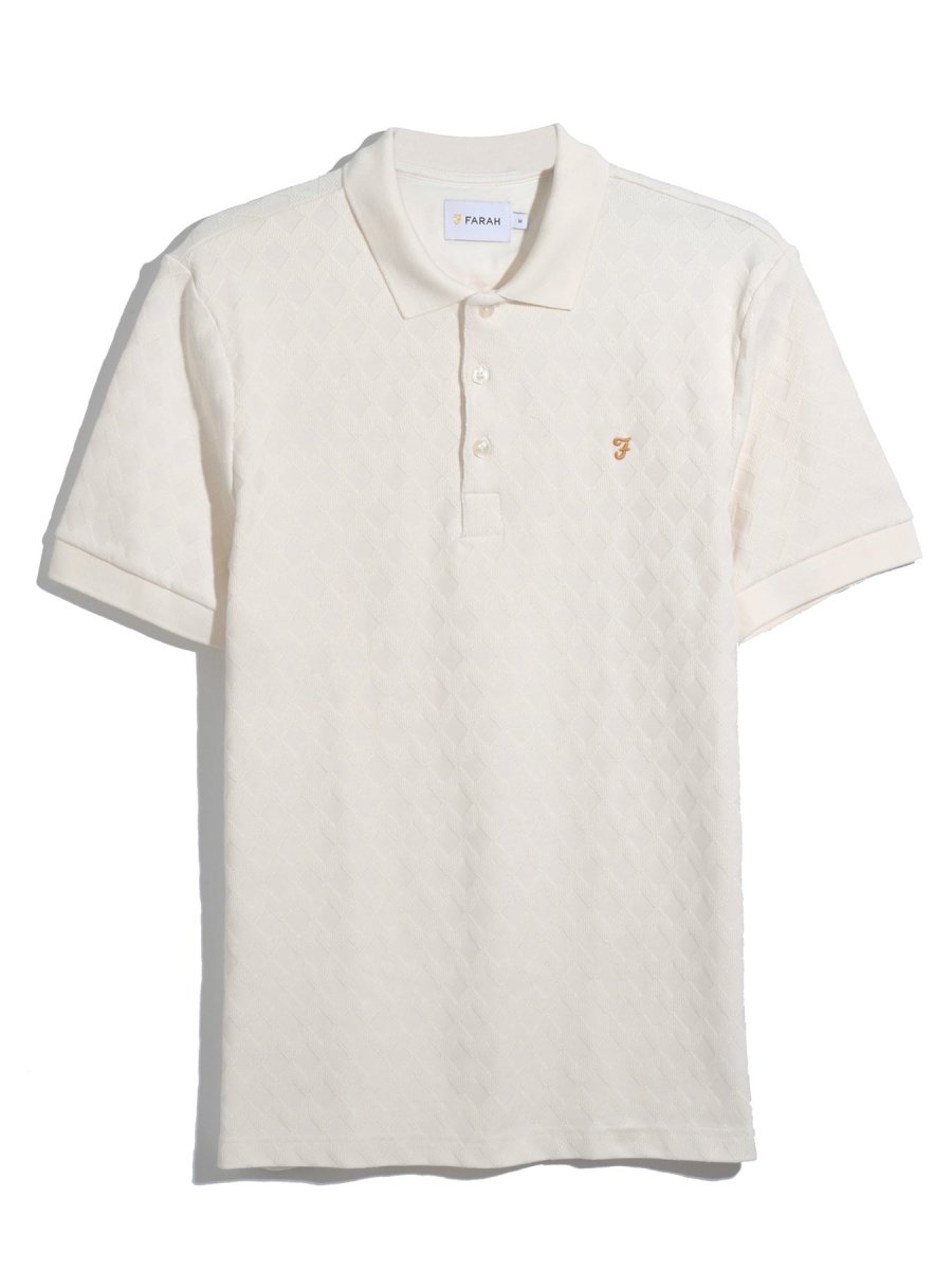 Horace Jacquard Polo Shirt In Ecru - RUTHERFORD & Co