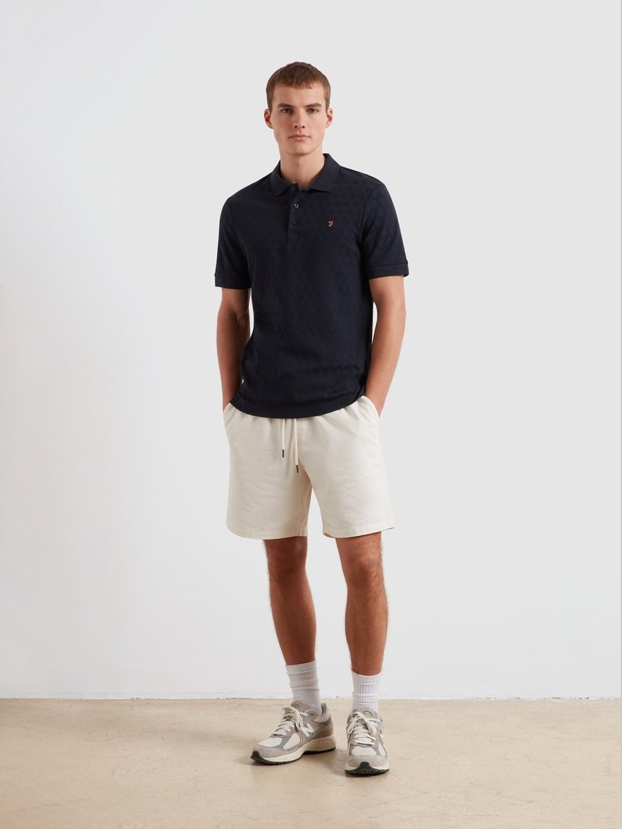 Horace Jacquard Polo Shirt In True Navy - RUTHERFORD & Co