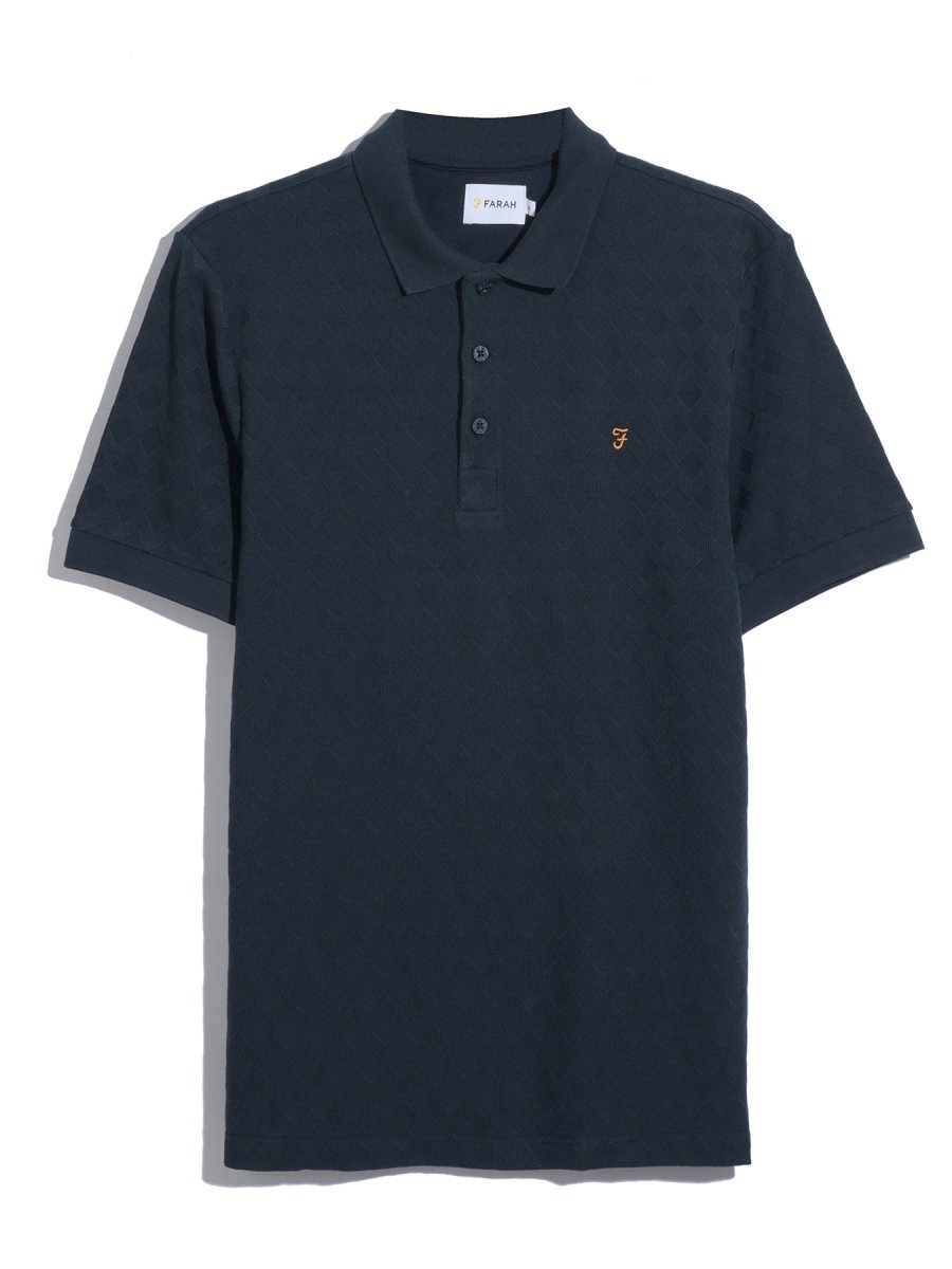 Horace Jacquard Polo Shirt In True Navy - RUTHERFORD & Co