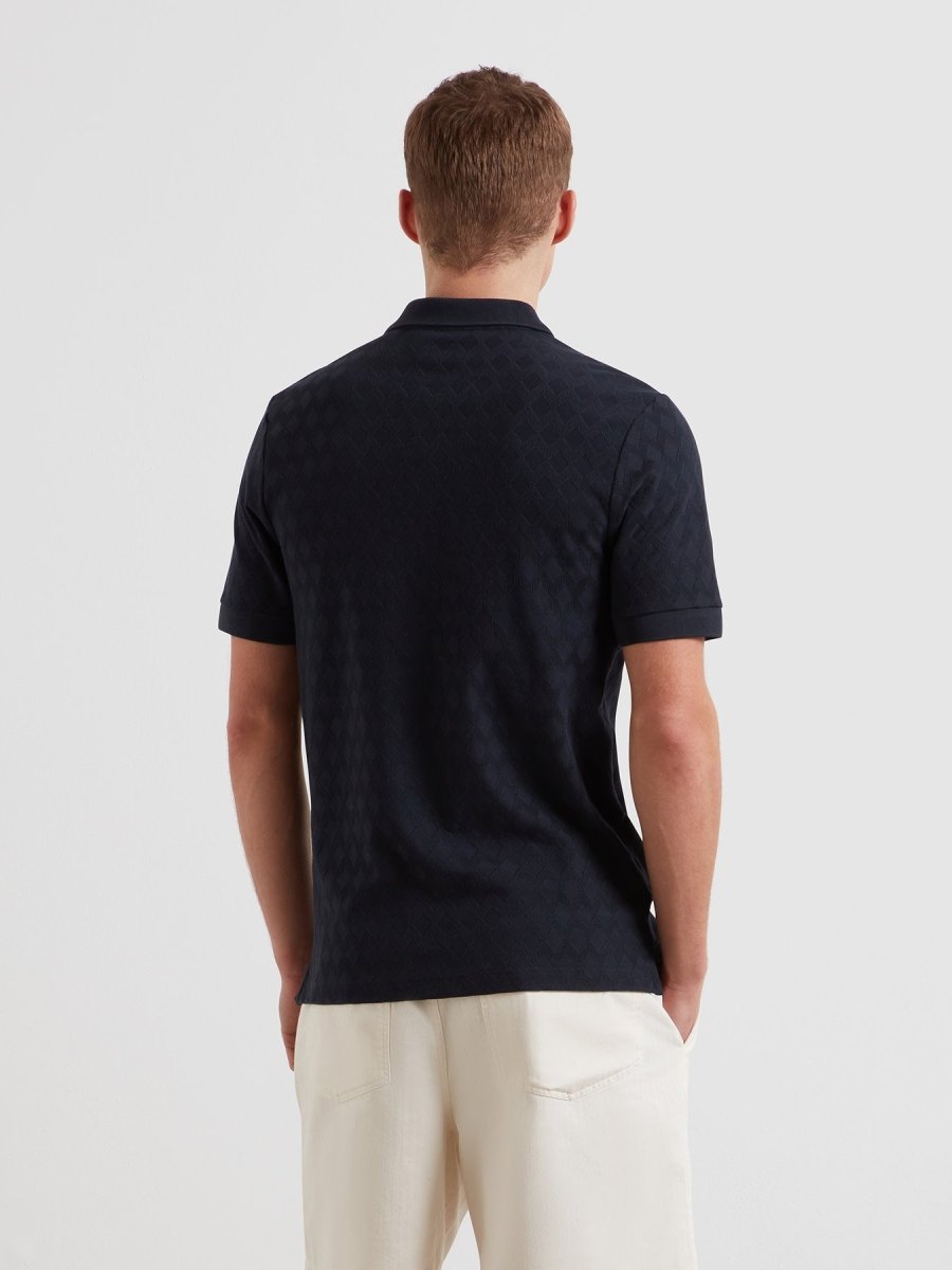 Horace Jacquard Polo Shirt In True Navy - RUTHERFORD & Co