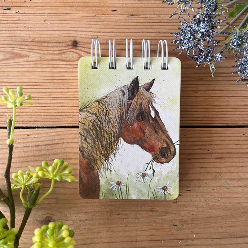 Horse and Flowers Small Spiral Bound Notepad - RUTHERFORD & Co
