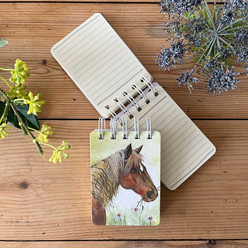 Horse and Flowers Small Spiral Bound Notepad - RUTHERFORD & Co