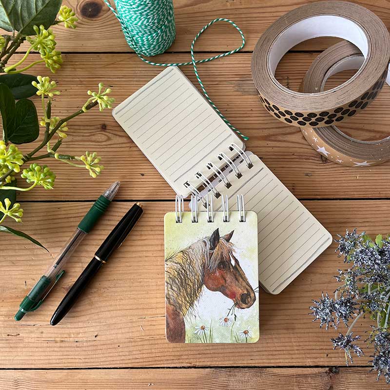 Horse and Flowers Small Spiral Bound Notepad - RUTHERFORD & Co