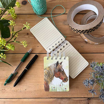Horse and Flowers Small Spiral Bound Notepad - RUTHERFORD & Co
