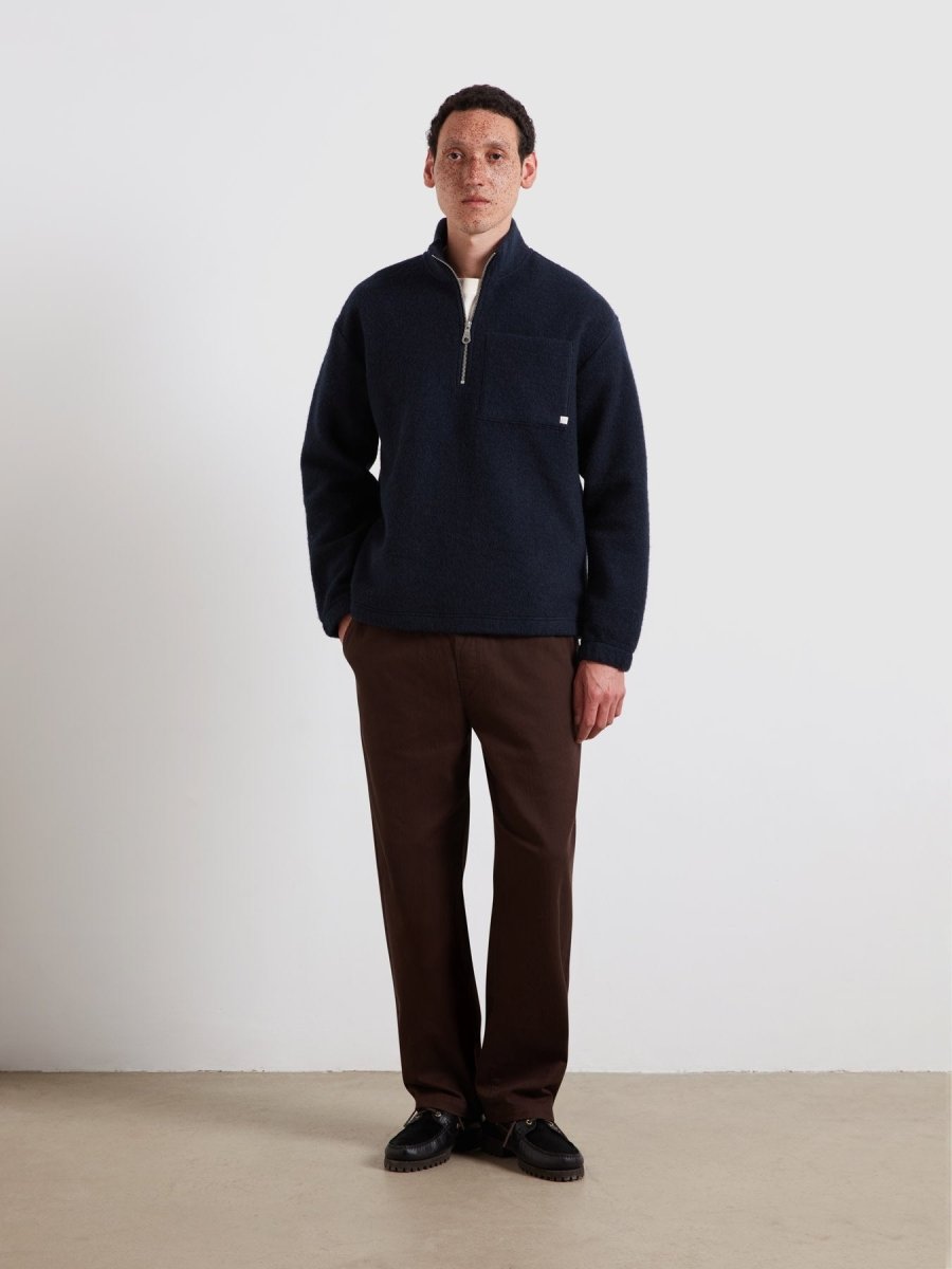 Howard Quarter Zip Sweatshirt In True Navy - RUTHERFORD & Co