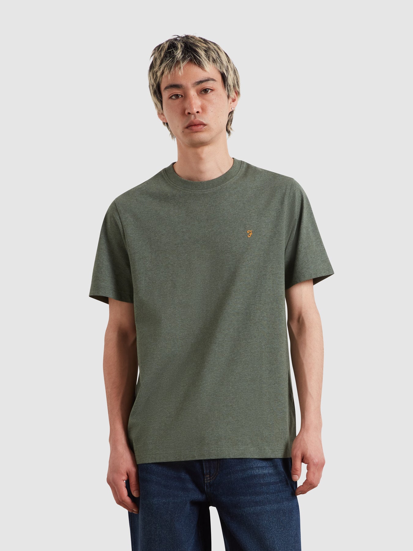 Danny Regular Fit Organic Cotton T-Shirt In Rosemary Marl