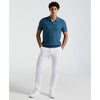 Jacquard Johnny Collar Sweater Polo Shirt In Copen Blue