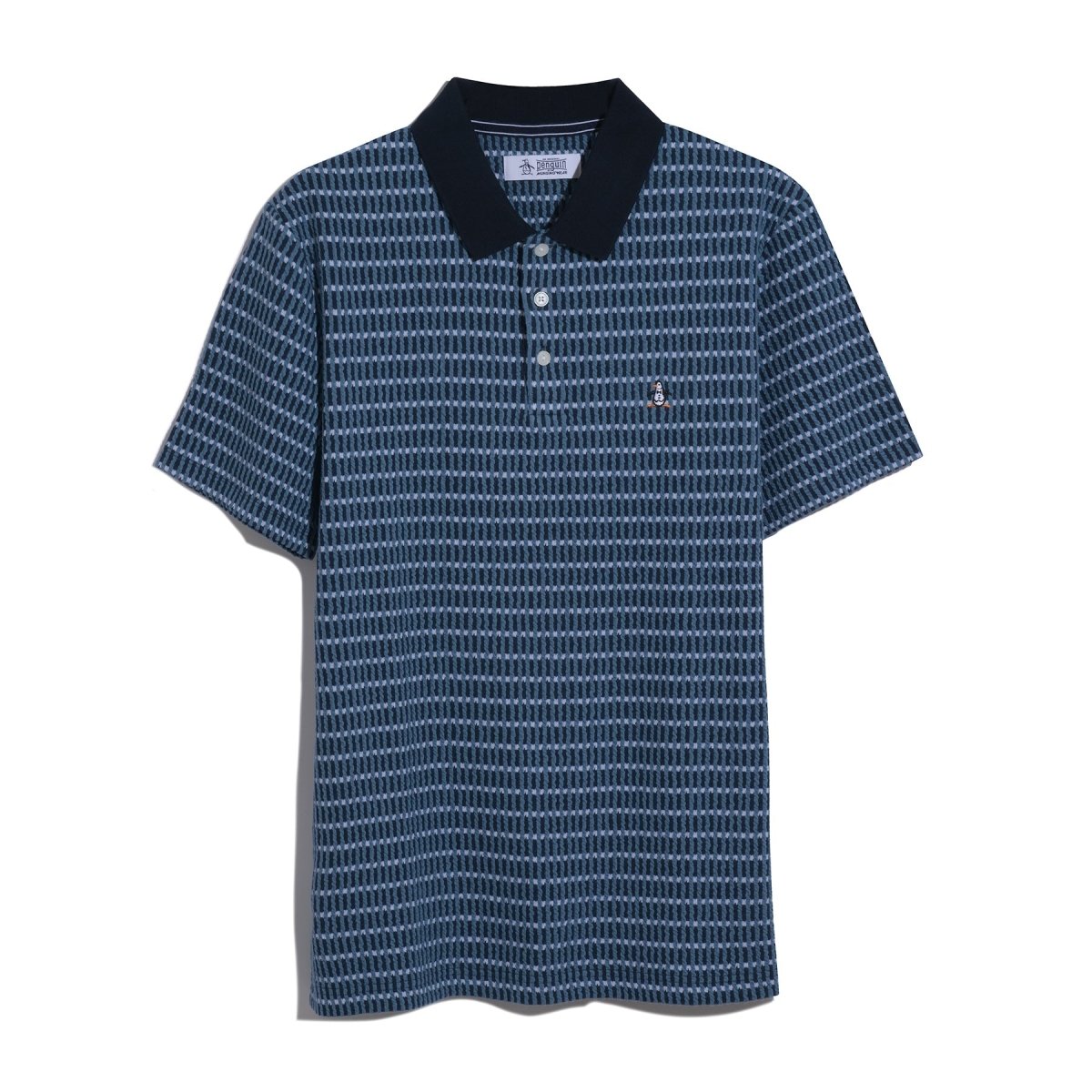 Icons Textured Plaid Polo Shirt In Dark Sapphire - RUTHERFORD & Co