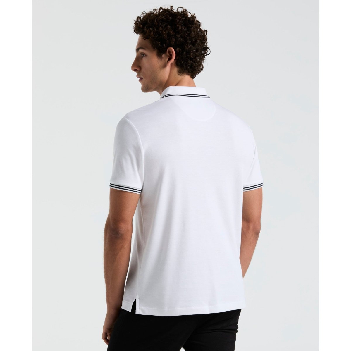 Icons Tipped Polo Shirt In Bright White - RUTHERFORD & Co