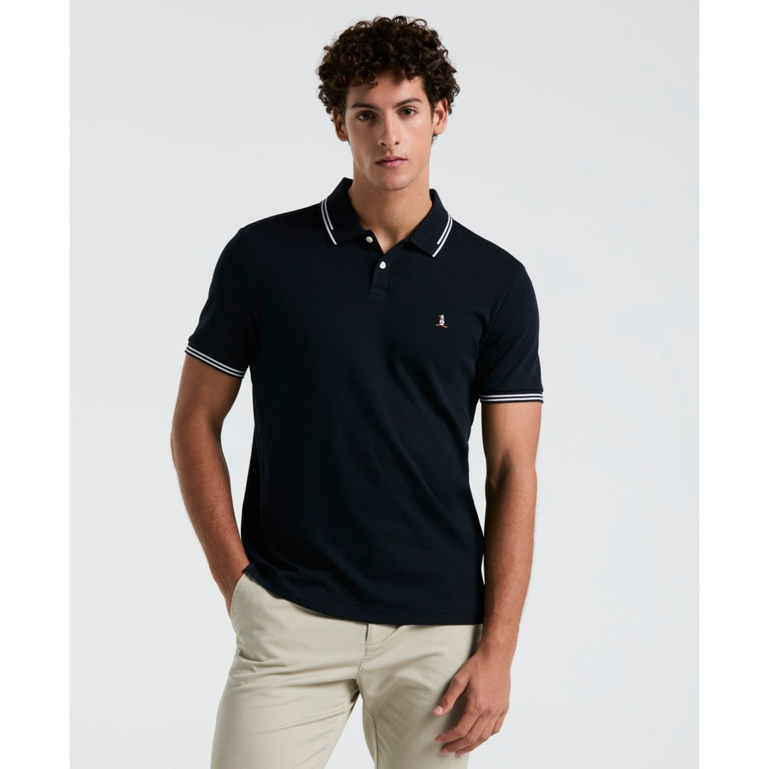 Icons Tipped Polo Shirt In Dark Sapphire - RUTHERFORD & Co