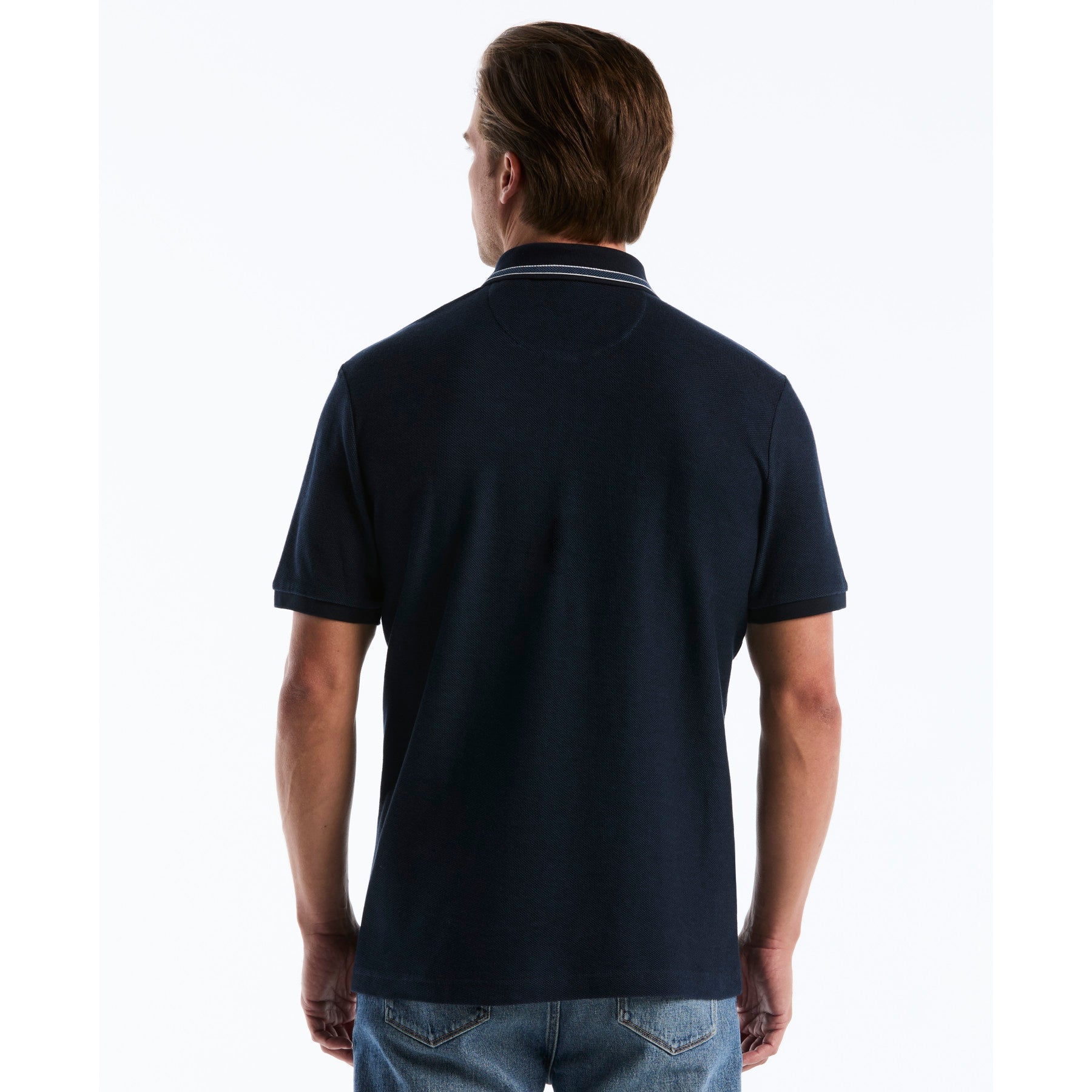 Honeycomb Jacquard Tipped Polo In Dark Sapphire