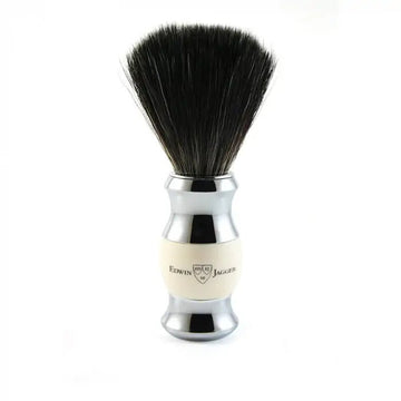 Imitation Ivory & Chrome Shaving Brush (Black Synthetic) - RUTHERFORD & Co