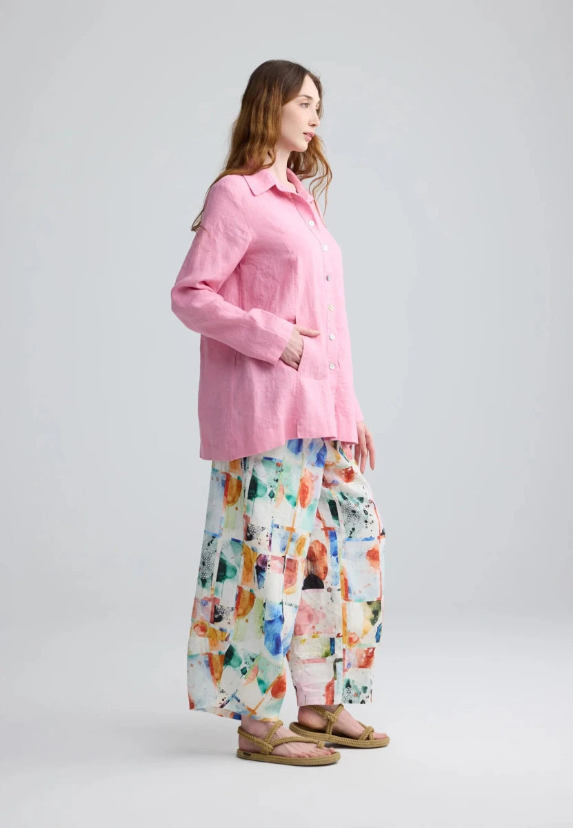 IVARA Painterly print linen pants - RUTHERFORD & Co