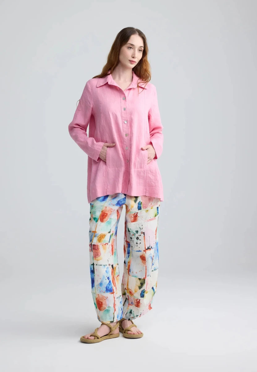 IVARA Painterly print linen pants - RUTHERFORD & Co