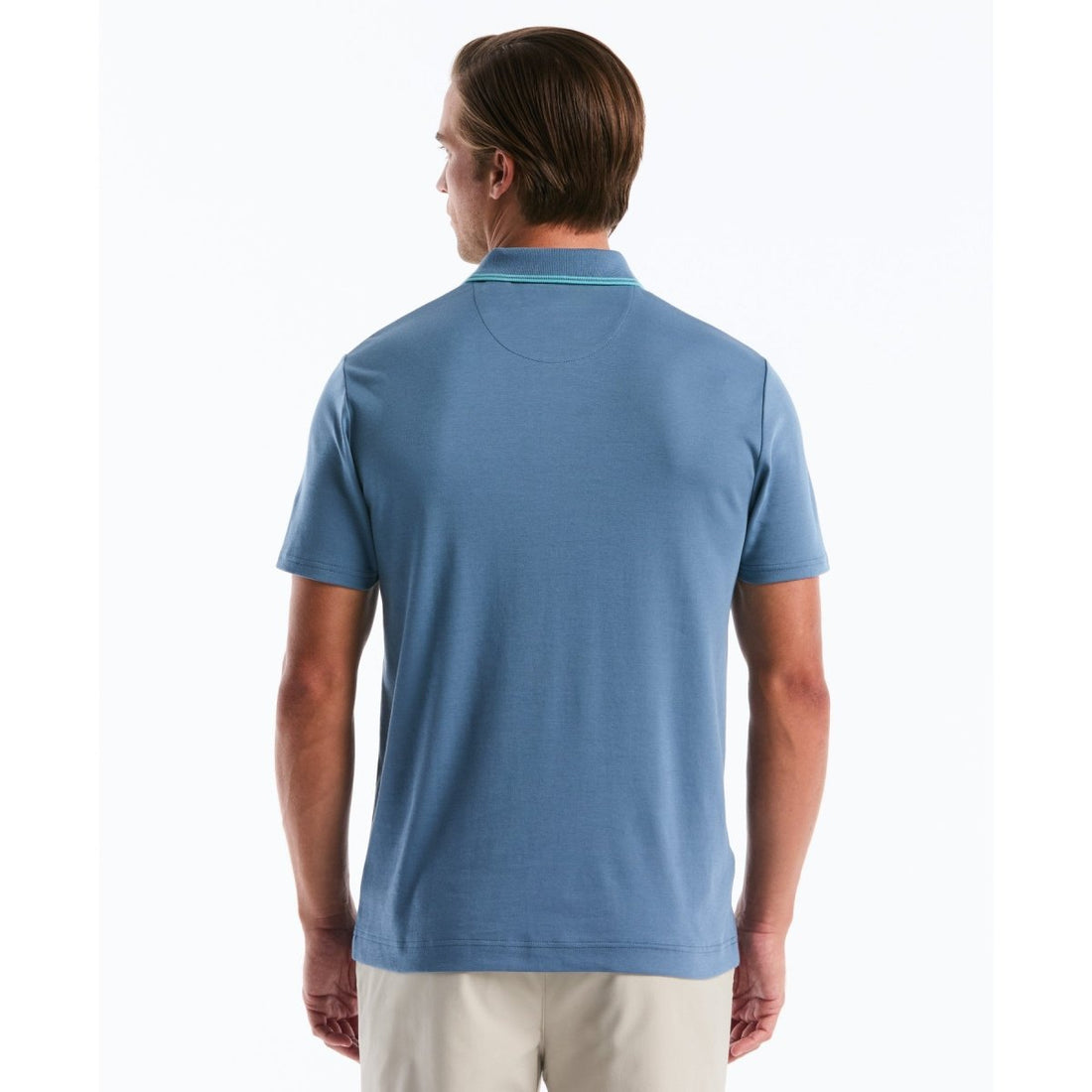 Jacquard Vertical Stripe Polo Shirt In Copen Blue - RUTHERFORD & Co