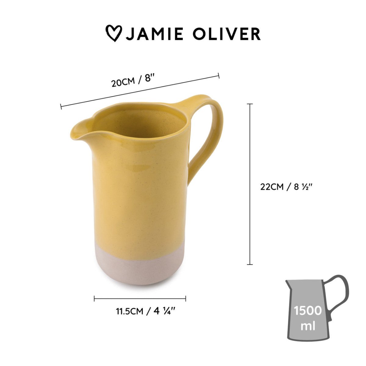 Jamie Oliver Big Love Perfect Pitcher, 1.5L, Yellow - RUTHERFORD & Co