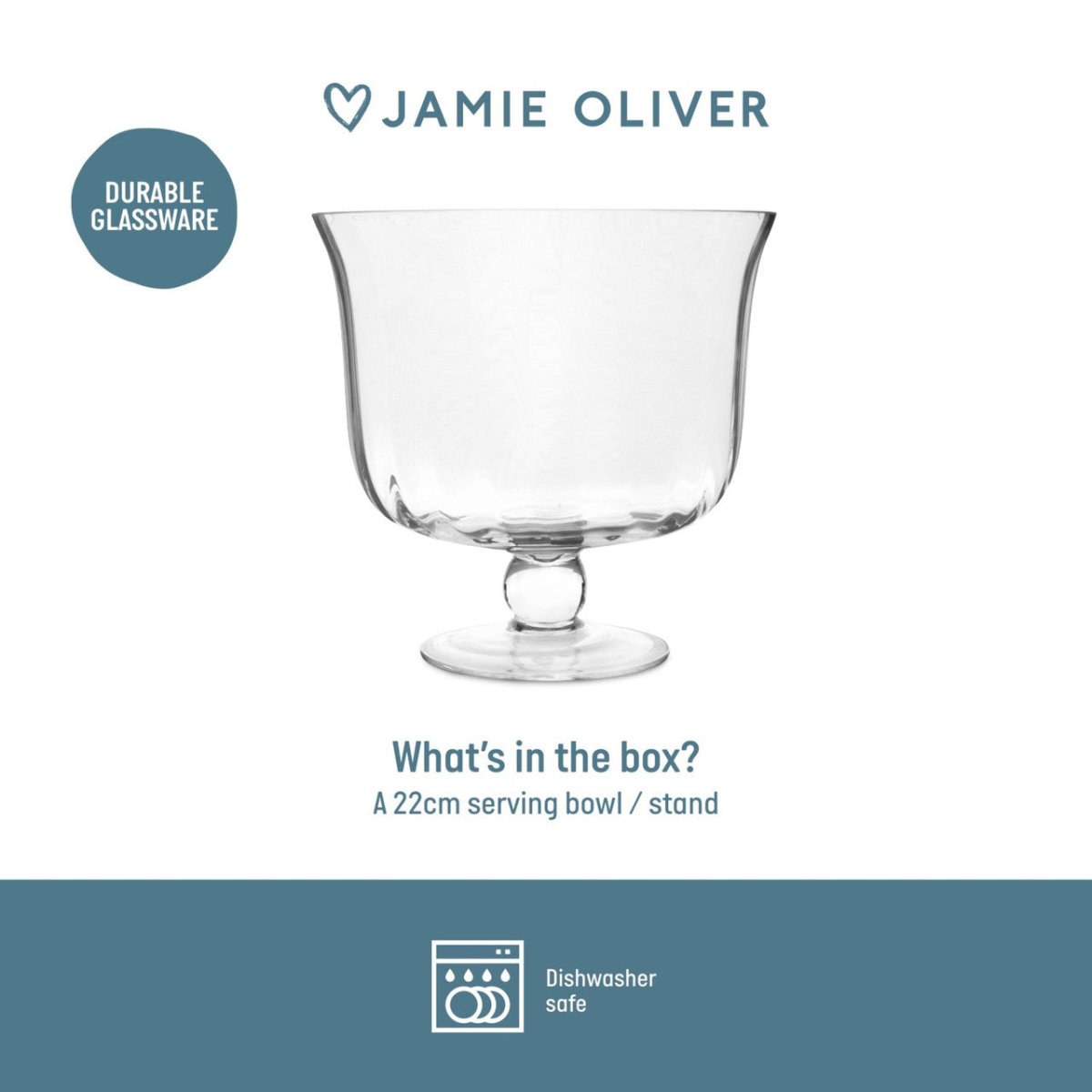 Jamie Oliver Big Love Showstopper Bowl, 22cm, Clear Glass - RUTHERFORD & Co