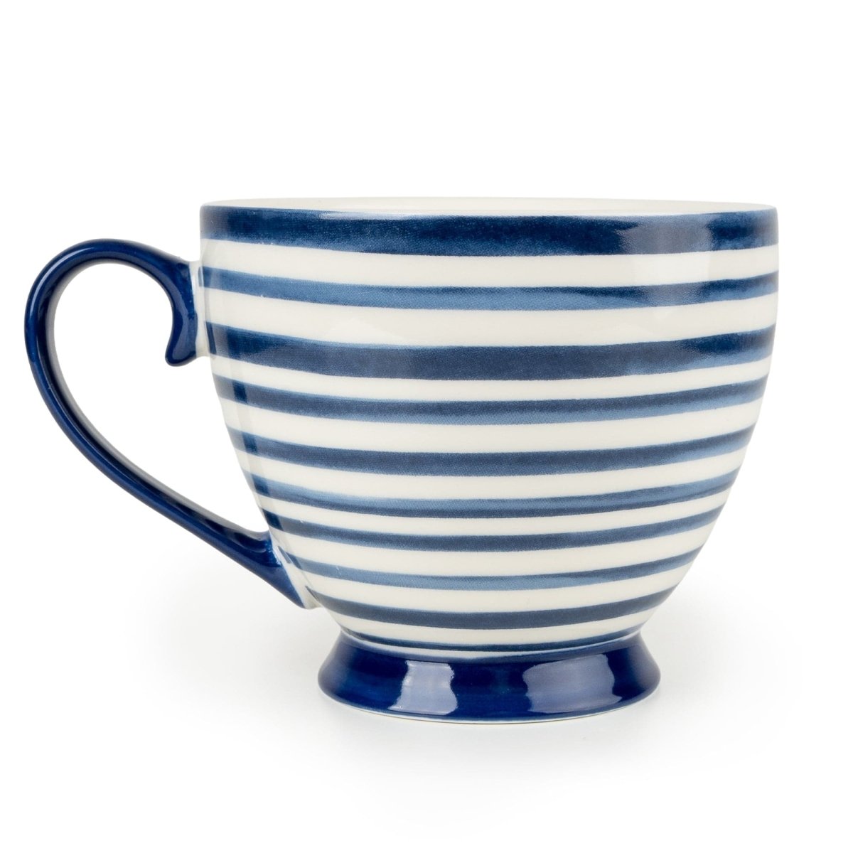 Jeff Banks Footed Mug - Stripes Blue - RUTHERFORD & Co