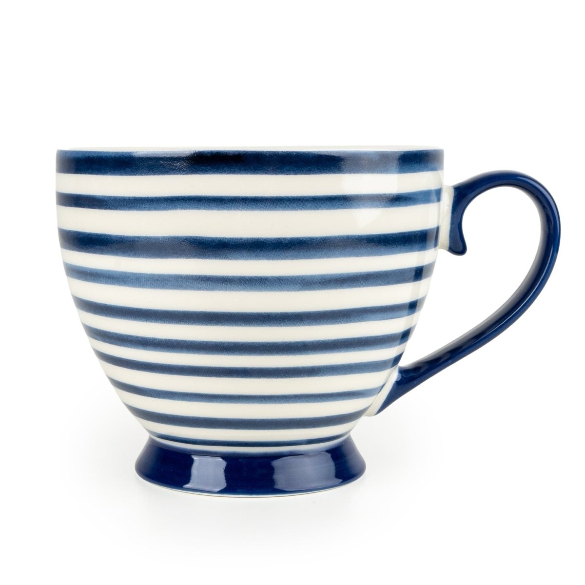 Jeff Banks Footed Mug - Stripes Blue - RUTHERFORD & Co