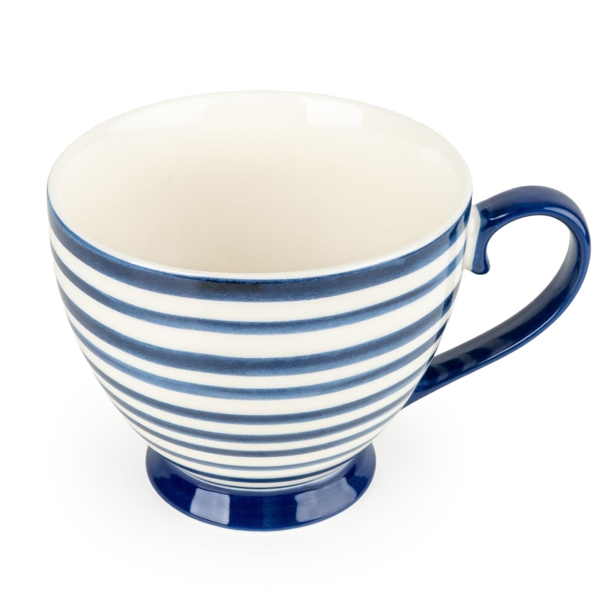 Jeff Banks Footed Mug - Stripes Blue - RUTHERFORD & Co