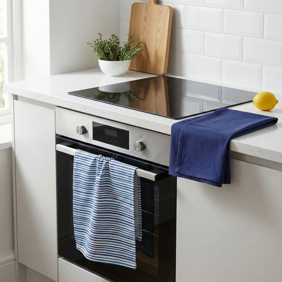 Jeff Banks Stripes Blue Tea Towels - Set of 2 - RUTHERFORD & Co