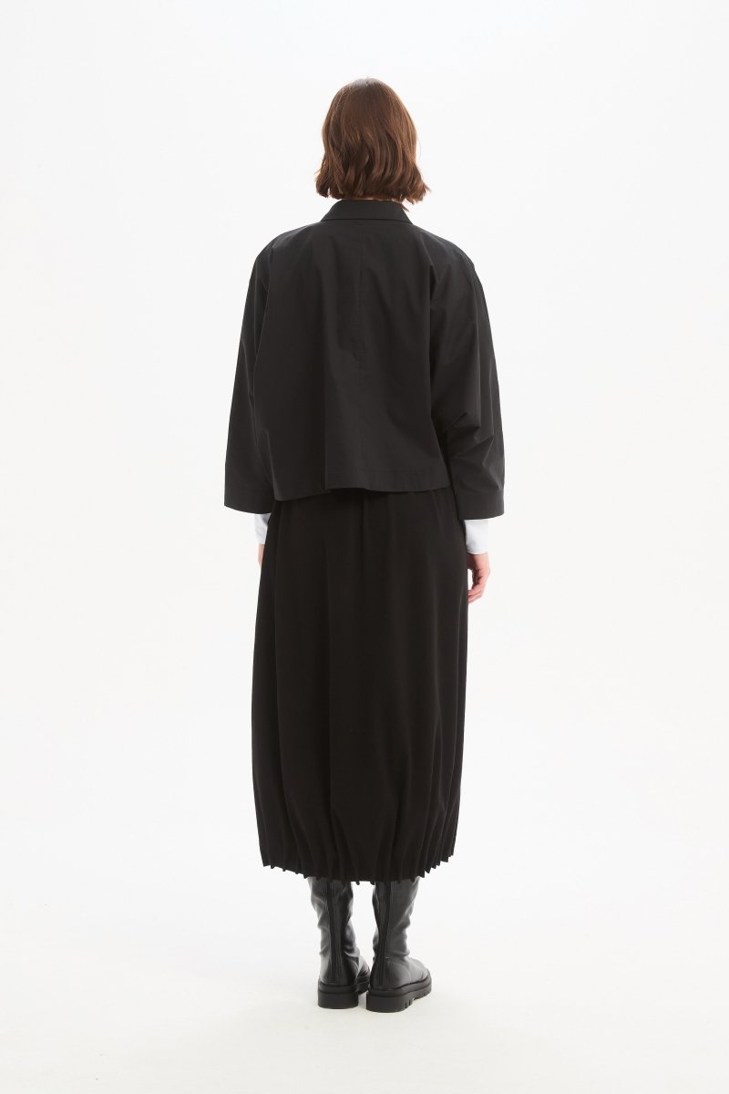 Jersey Pin Tuck Hem Skirt Black - RUTHERFORD & Co
