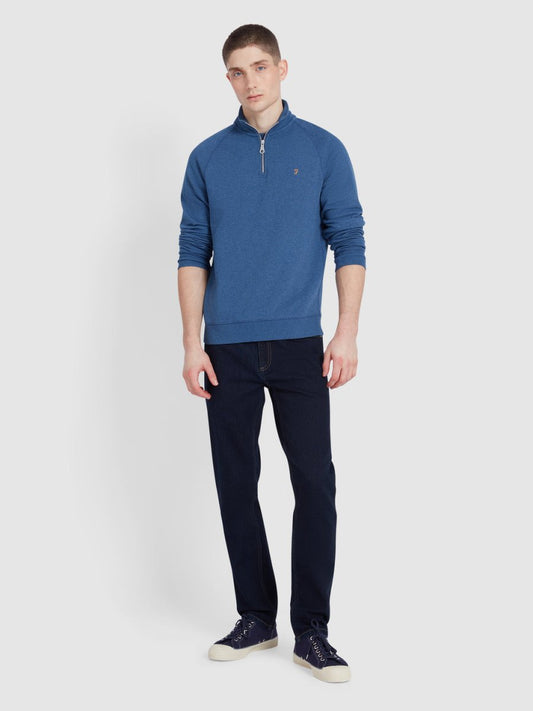 Jim Organic Cotton Quarter Zip Sweatshirt In Cold Metal Marl - RUTHERFORD & Co