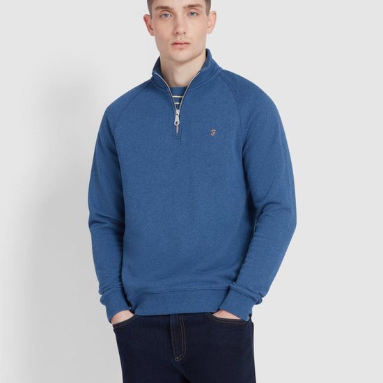 Jim Organic Cotton Quarter Zip Sweatshirt In Cold Metal Marl - RUTHERFORD & Co