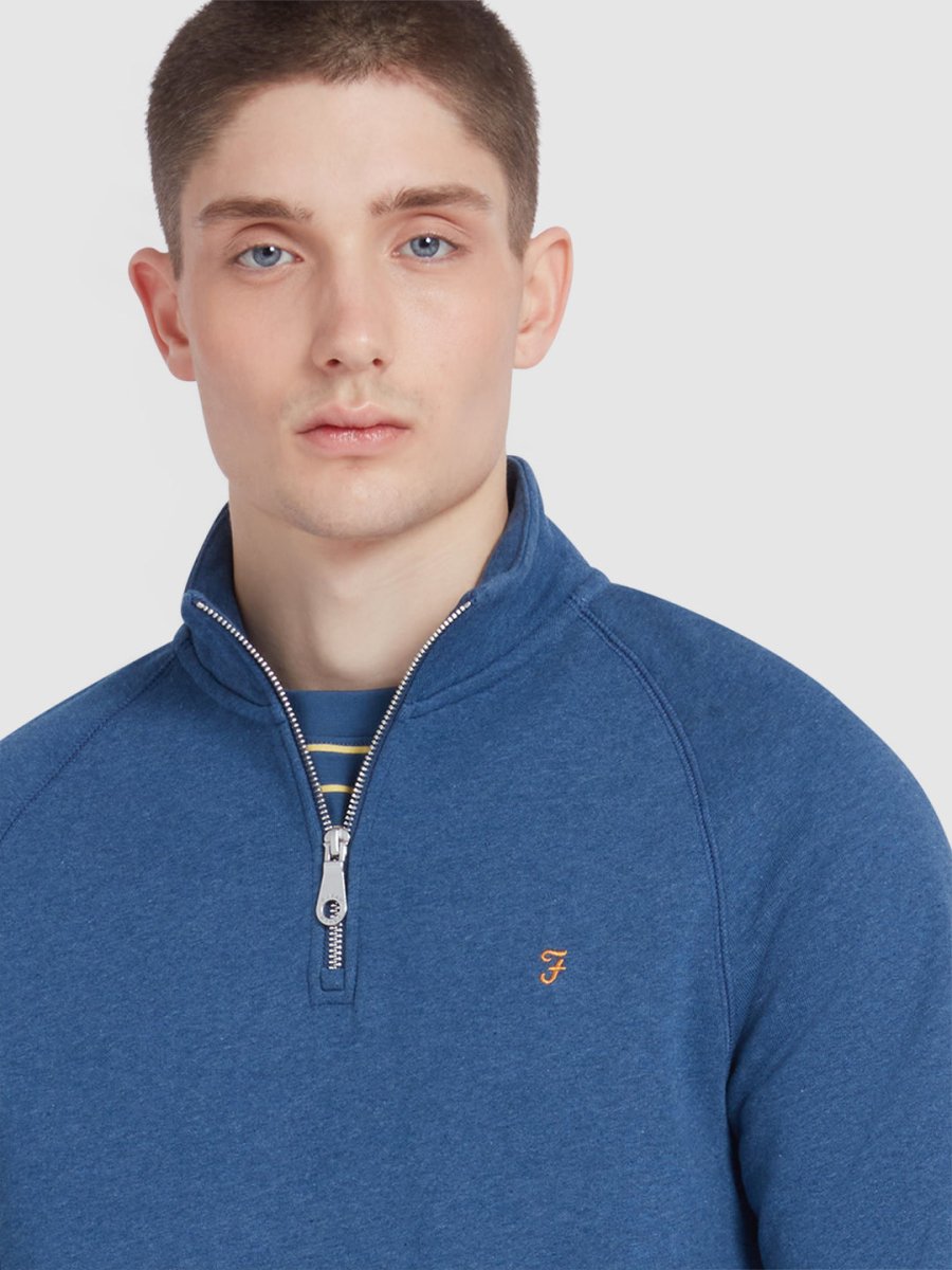 Jim Organic Cotton Quarter Zip Sweatshirt In Cold Metal Marl - RUTHERFORD & Co